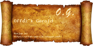 Offák Gerold névjegykártya